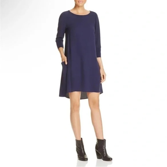 Eileen Fisher Woman Ballet Neck Long Sleeve Dress in Cobalt Blue Size 2X New! - Picture 1 of 11